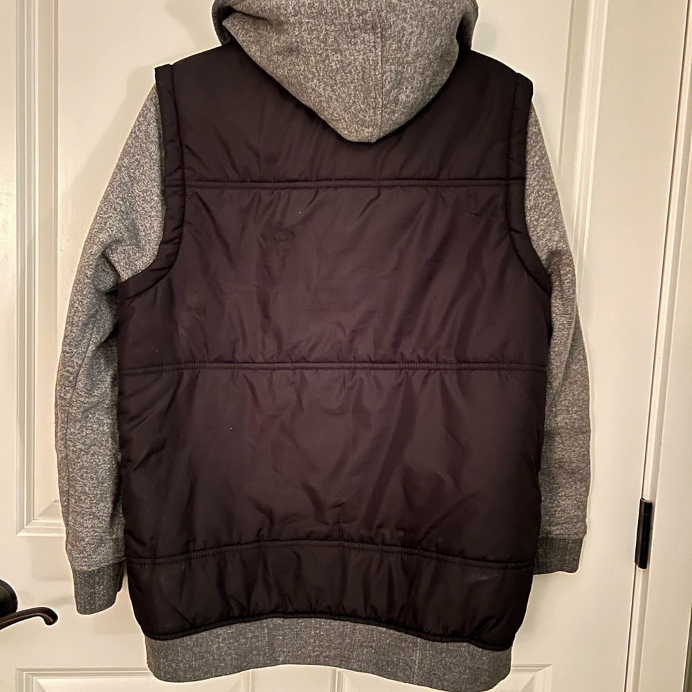 Zoo York Unbreakable Coat Hoodie Men's Puffer Vest Black Gray Jacket